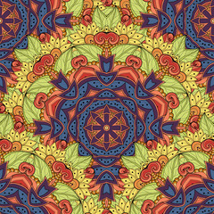 Vector Seamless Colored Ornate Pattern