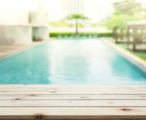Wood Table Top Background And Pool