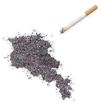 Ash shaped as Armenia and a cigarette.(series)
