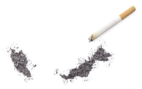 Ash shaped as Malaysia and a cigarette.(series)