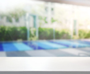 Wood Table Top Background And Pool