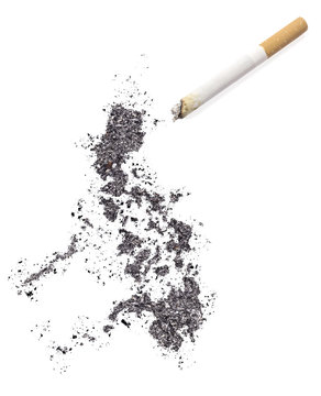 Ash shaped as Philippines and a cigarette.(series)