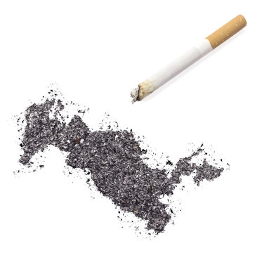 Ash shaped as Uzbekistan and a cigarette.(series)