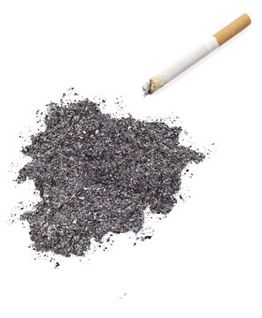 Ash shaped as Andorra and a cigarette.(series)