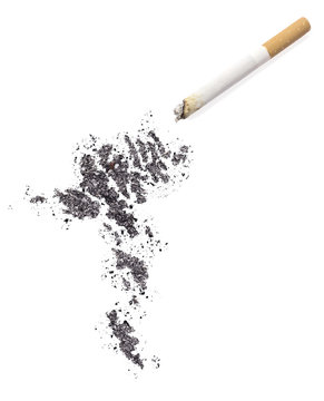 Ash shaped as Faroe Islands and a cigarette.(series)