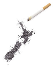Ash shaped as New Zealand and a cigarette.(series)