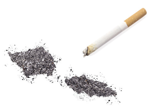 Ash shaped as Samoa and a cigarette.(series)