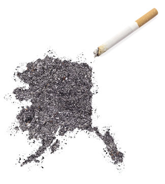 Ash shaped as Alaska and a cigarette.(series)