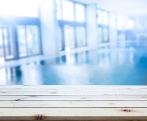 Wood Table Top Background And Pool