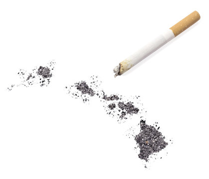 Ash shaped as Hawaii and a cigarette.(series)
