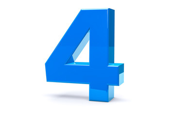 Obraz premium 3D Shiny and Metal Isolated Number Four 4 Symbol.