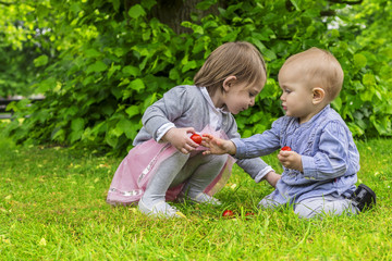 Adorable children playing in the park