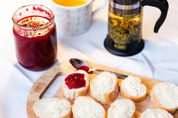 Breakfast with baguette
