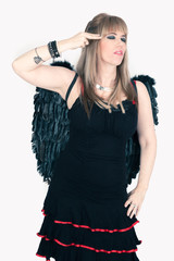 Beautiful woman doing different expressions in different sets of clothes: suicide