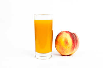  Peach juice on a white background.
