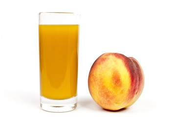  Peach juice on a white background.