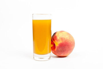 Peach juice on a white background.