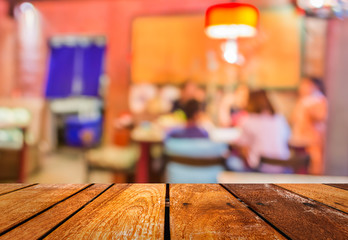 blur image of restaurant or food center with light bokeh foy bac