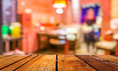 blur image of restaurant or food center with light bokeh foy bac