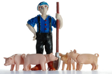 farmer with pigs toy plastic