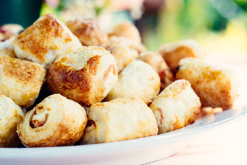 Tasty rolls with cheese and ham 