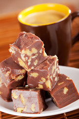 Homemade chocolate with walnuts
