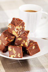 Homemade chocolate with walnuts