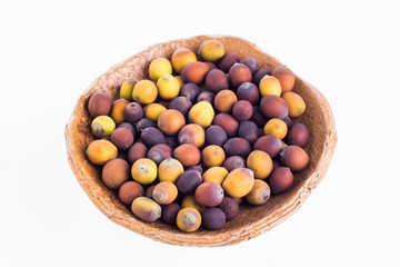 Colorful lotus seed isolated on white background