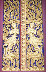Architecture of a character in literature in thai painting style in the public temple