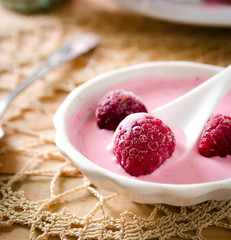 Homemade raspberry ice cream