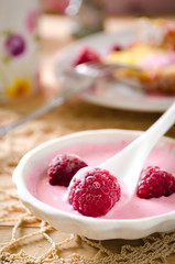 Homemade raspberry ice cream