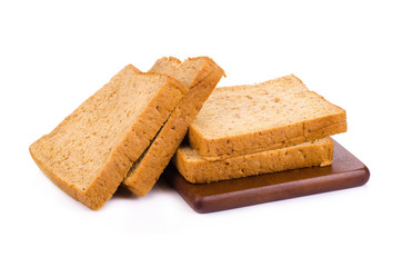 Slice of a whole wheat bread isolated on a white background