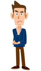 私服の男性が思案する