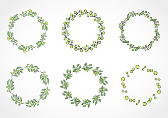 Vector set of floral round frames