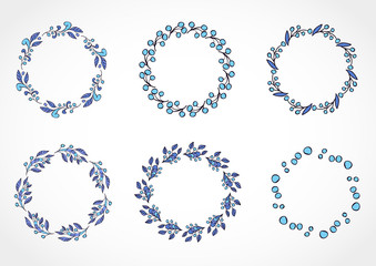 Vector set of floral round frames