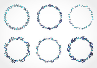 Vector set of floral round frames