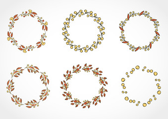 Vector set of floral round frames