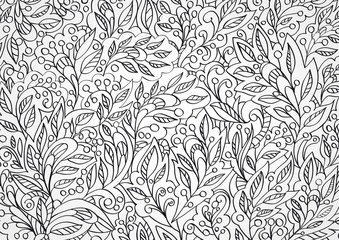 Floral  sketchy doodles decorative on a white background