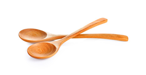 Wooden spoons on  white background