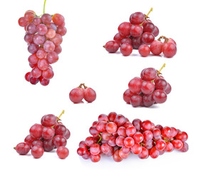 Fresh red grape on white background