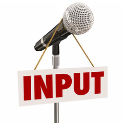 Input Word Sign Microphone Stand Share Opinions Ideas Suggestion