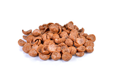 cocoa crunch cornflakes on white background
