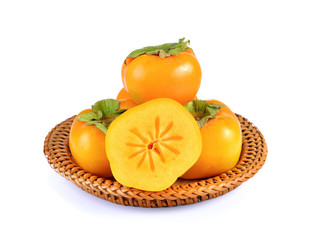  persimmons on white background