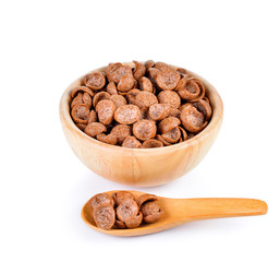 cocoa crunch cornflakes on white background