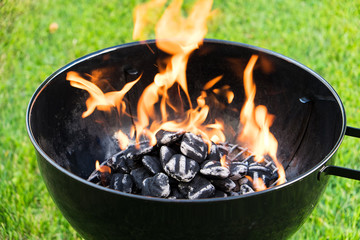 Burning Charcoal in a Grill