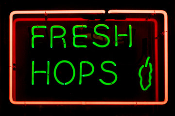 Fototapeta na wymiar Fresh Hops Sign