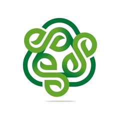 Logo Design Go Green Garden Plants Circle Icon Symbol Abstract 