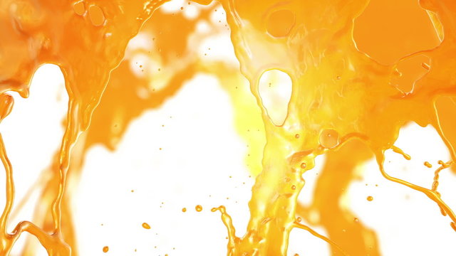 Fresh Orange Juice flow. Super Slow motion.