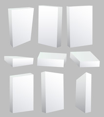 Set of vector illustrated white, blank boxes.