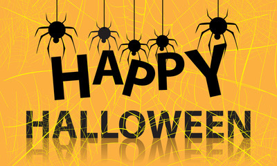 Happy halloween spider cartoon vector background illustration.